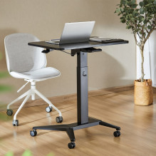 Maclean MC-453 B Mobile Laptop Desk with Pneumatic Height Adjustment, Laptop Table with Wheels, 80 x 52 cm, Max. 8 kg, H