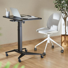 Maclean MC-453 B Mobile Laptop Desk with Pneumatic Height Adjustment, Laptop Table with Wheels, 80 x 52 cm, Max. 8 kg, H