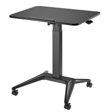 Maclean MC-453 B Mobile Laptop Desk with Pneumatic Height Adjustment, Laptop Table with Wheels, 80 x 52 cm, Max. 8 kg, H