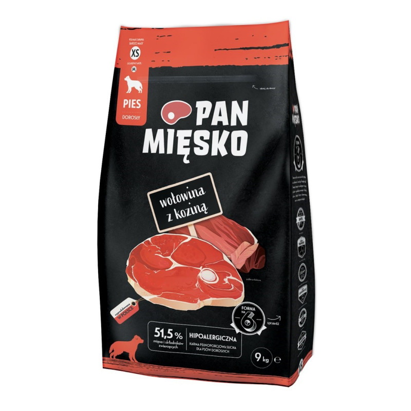 PAN MIĘSKO Beef with goat XS - dry dog food - 9kg