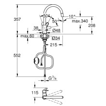 GROHE BauFlow single lever kitchen sink mixer Chomowany