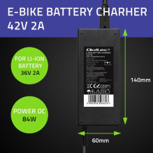 Qoltec 50761 Charger for e-bike batteries 36V , 42V , 2A , 5.5*2.5