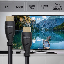 Qoltec 50353 HDMI v2.1 Cable Ultra high speed 8K , 60Hz , 26AWG , GOLD , 5m