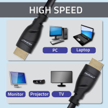 Qoltec 50353 HDMI v2.1 kabelis Itin didelės spartos 8K, 60Hz, 26AWG, GOLD, 5m