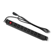 Qoltec 53998 Maitinimo juostelė RACK 19&quot; , 1U , 10A , PDU , 8xIEC C13 , 2m