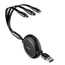 Baseus Golden Loop 3in1 retractable cable USB - micro USB / Lightning / USB-C 3.5A 35cm - 120cm black (CAMLT-JH01)