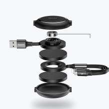 Baseus Golden Loop 3in1 retractable cable USB - micro USB / Lightning / USB-C 3.5A 35cm - 120cm black (CAMLT-JH01)