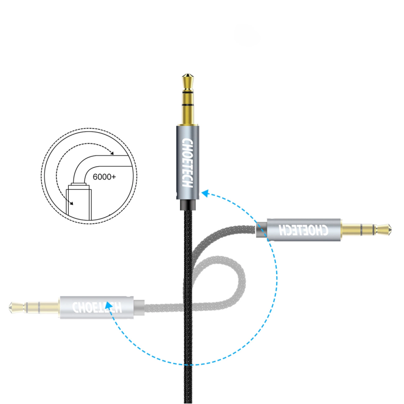 Choetech AUX002 kabelio mini lizdas 3,5 mm (vyriškas) / mini lizdas 3,5 mm (vyras) 1,2 m - juodas