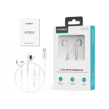 Choetech USB-C In-Ear Headphones 1.2m - White