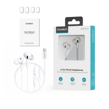 Choetech OC-A011 USB-C In-Ear Headphones 1.2m - White