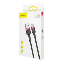 Baseus Cafule USB-A / USB-C QC 3.0 3A kabelis 1 m - juoda ir raudona