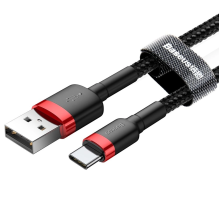 Baseus Cafule Cable Durable Nylon Cable USB / USB-C QC3.0 2A 2M Black-Red (CATKLF-C91)