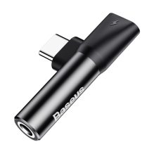 „Baseus Audio Converter L41“ adapteris iš USB-C prie USB-C prievado + 3,5 mm ausinių lizdas, juodas (CATL41-01)