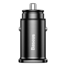 „Baseus Square“ išmanusis automobilinis įkroviklis 2x USB QC3.0 Quick Charge 3.0 SCP AFC 30W juodas (CCALL-DS01)