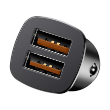 „Baseus Square“ išmanusis automobilinis įkroviklis 2x USB QC3.0 Quick Charge 3.0 SCP AFC 30W juodas (CCALL-DS01)