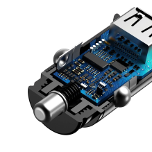 „Baseus Square“ išmanusis automobilinis įkroviklis 2x USB QC3.0 Quick Charge 3.0 SCP AFC 30W juodas (CCALL-DS01)