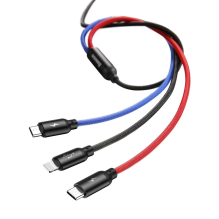 Baseus Three Primary Colors 3in1 USB-A - micro USB / Lightning / USB-C 3.5A cable 1.2 m - black