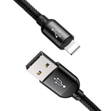 Baseus Three Primary Colors 3in1 USB-A - micro USB / Lightning / USB-C 3,5A kabelis 1,2 m - juodas