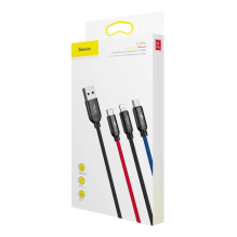 Baseus Three Primary Colors 3in1 USB-A - micro USB / Lightning / USB-C 3.5A cable 1.2 m - black