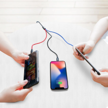 Baseus Three Primary Colors 3in1 USB-A - micro USB / Lightning / USB-C 3,5A kabelis 1,2 m - juodas