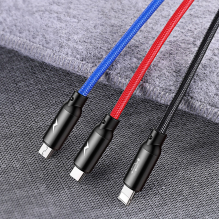 Baseus Three Primary Colors 3in1 USB-A - micro USB / Lightning / USB-C 3.5A cable 1.2 m - black