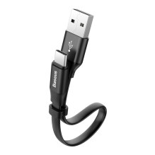 Baseus Nimble plokščias kabelis USB / USB-C laidas su laikikliu 2A 0,23M juodas (CATMBJ-01)