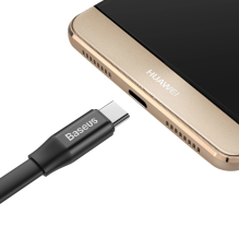 Baseus Nimble plokščias kabelis USB / USB-C laidas su laikikliu 2A 0,23M juodas (CATMBJ-01)