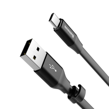 Baseus Nimble plokščias kabelis USB / USB-C laidas su laikikliu 2A 0,23M juodas (CATMBJ-01)