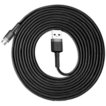 „Baseus Cafule Cable“ patvarus nailono kabelis USB / mikro USB 2A 3M juodai pilkas (CAMKLF-HG1)