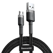 „Baseus Cafule Cable“ patvarus nailono kabelis USB / mikro USB 2A 3M juodai pilkas (CAMKLF-HG1)