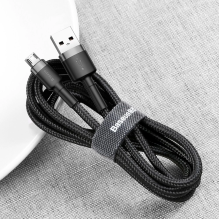 „Baseus Cafule Cable“ patvarus nailono kabelis USB / mikro USB 2A 3M juodai pilkas (CAMKLF-HG1)