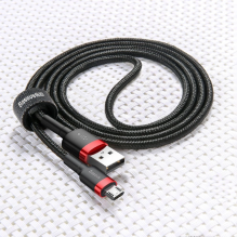 „Baseus Cafule Cable“ patvarus nailono kabelis USB / mikro USB 2A 3M juodai pilkas (CAMKLF-HG1)