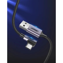 Ugreen US284 50941 USB-A (tiesus) / USB-C (kampinis) 3A kabelis 1 m – pilkas