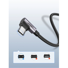 Ugreen US284 50941 USB-A (tiesus) / USB-C (kampinis) 3A kabelis 1 m – pilkas