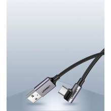 Ugreen US284 50941 USB-A (tiesus) / USB-C (kampinis) 3A kabelis 1 m – pilkas