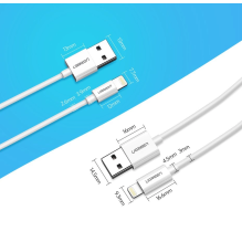 Ugreen US155 20728 USB-A / Lightning MFi 2.4A kabelis 1m – baltas