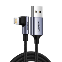 Ugreen US299 60521 kampinis Lightning / USB-A MFi kabelis 2,4A 1m - juodas