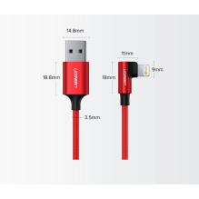 Ugreen US299 60521 kampinis Lightning / USB-A MFi kabelis 2,4A 1m - juodas