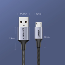 Ugreen US290 60146 USB-A / micro USB 2.4A cable 1m - gray