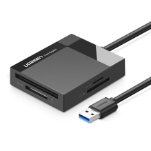 Ugreen CR125 30231 SD / micro SD / CF / MS atminties kortelių skaitytuvas su 1 m USB 3.0 kabeliu - juodas