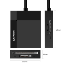 Ugreen CR125 30231 SD / micro SD / CF / MS atminties kortelių skaitytuvas su 1 m USB 3.0 kabeliu - juodas