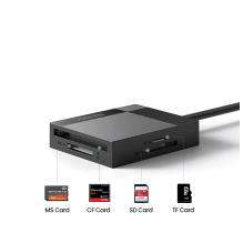 Ugreen CR125 30231 SD / micro SD / CF / MS atminties kortelių skaitytuvas su 1 m USB 3.0 kabeliu - juodas