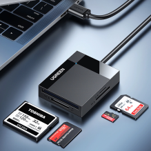 Ugreen CR125 30231 SD / micro SD / CF / MS atminties kortelių skaitytuvas su 1 m USB 3.0 kabeliu - juodas