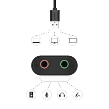 Ugreen išorinės garso plokštės muzikos adapteris USB - 3,5 mm mini lizdas 15 cm juodas (30724)