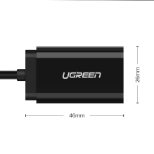 Ugreen išorinės garso plokštės muzikos adapteris USB - 3,5 mm mini lizdas 15 cm juodas (30724)