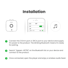 Ugreen adapterio imtuvas Bluetooth 5.1 aptX 2RCA / 3,5 mm mini lizdas juodas (40759)