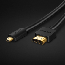 Ugreen kabelis HDMI – mikro HDMI kabelis 19 kontaktų 2.0v 4K 60Hz 30AWG 1.5m juodas (30102)