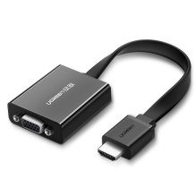 Ugreen adapteris HDMI - VGA mikro USB / garso 3,5 mm mini lizdas juodas (40248)