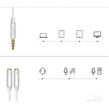 Ugreen cable cable headphone splitter 3.5 mm mini jack AUX microphone 20cm (microphone + stereo output) silver (30619)