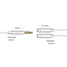 Ugreen kabelio ausinių skirstytuvas 3,5 mm mini lizdas AUX mikrofonas 20 cm (mikrofonas + stereo išvestis) sidabrinis (3